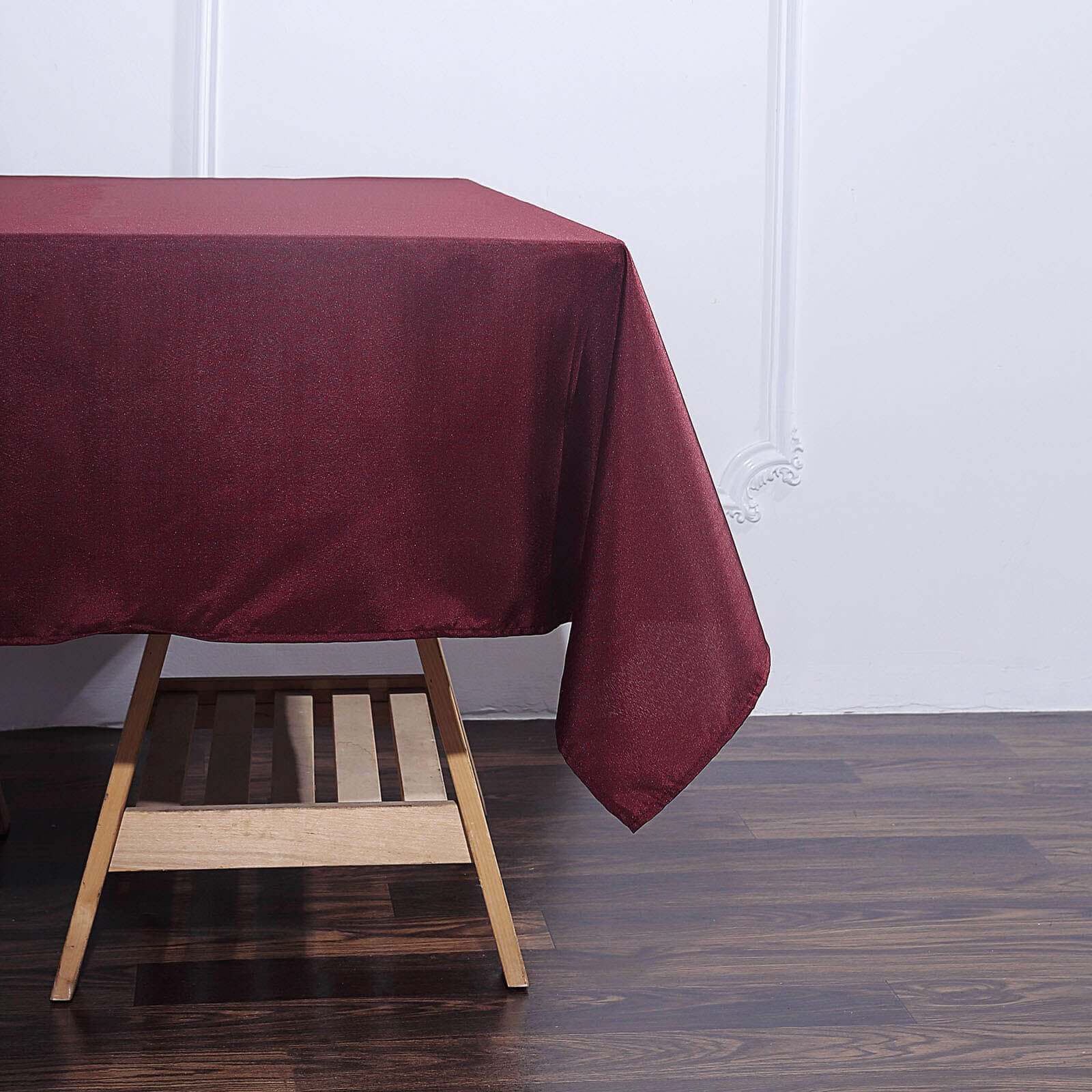 Polyester 70"x70" Table Overlay Square Tablecloth Burgundy - Wrinkle-Resistant & Durable Table Cover