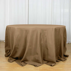 Polyester 132" Round Tablecloth Taupe - Seamless Chic Table Cover