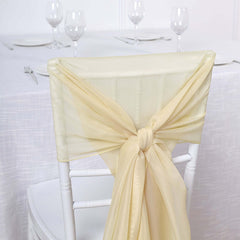 5 Pack Chiffon Chair Sashes Champagne - Soft & Lightweight Designer Chair Bows 22"x78"