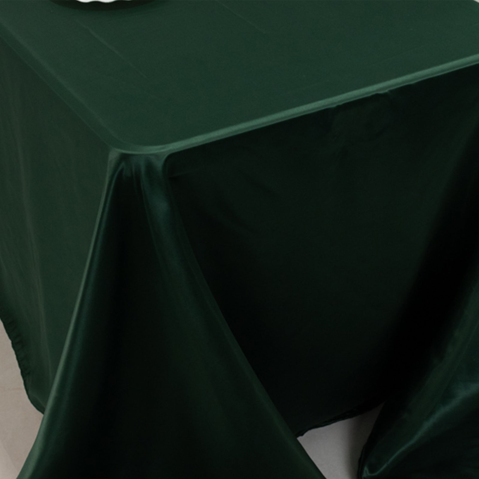 Lamour Satin 90"x156" Rectangle Tablecloth Hunter Emerald Green - Luxurious, Soft Seamless Table Cover