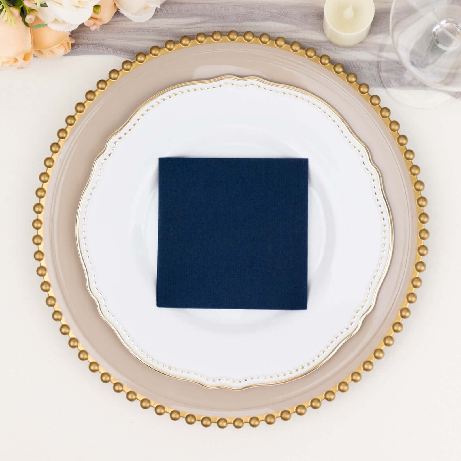 20 Pack Linen-Like Paper 5"x5" Napkins Navy Blue - Highly Absorbent Airlaid Napkins