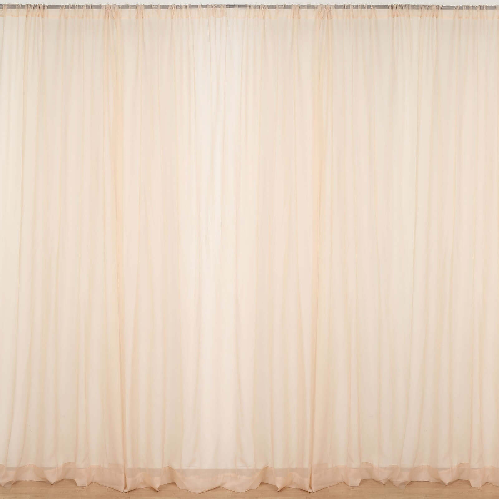 2 Pack Nude Sheer Chiffon Event Curtain Drapes, Durable Flame Resistant Organza Backdrop Event Panels With Rod Pockets - 10ftx10ft