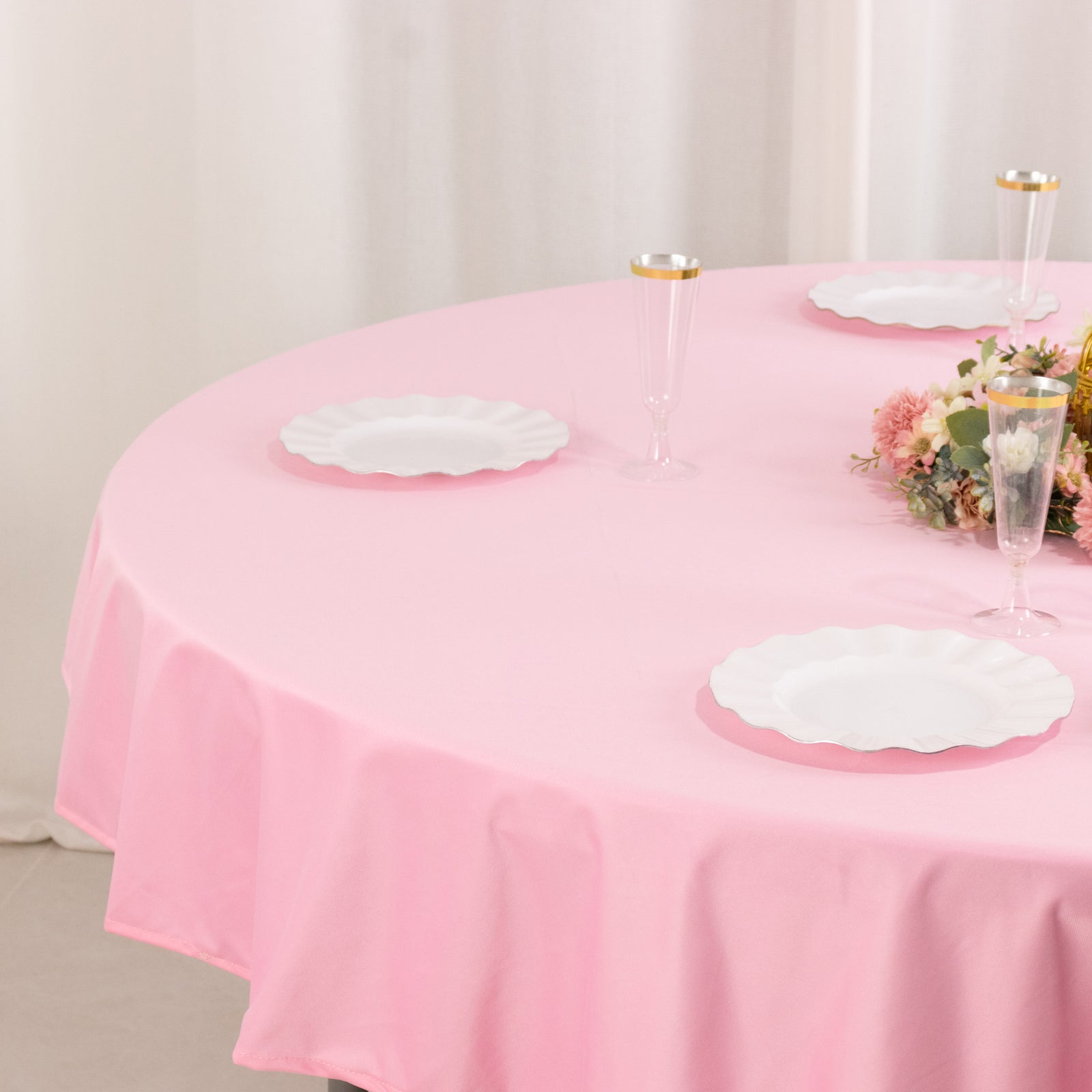 Scuba Round 70" Tablecloth Pink - Wrinkle Free & Stain Resistant Table Cover