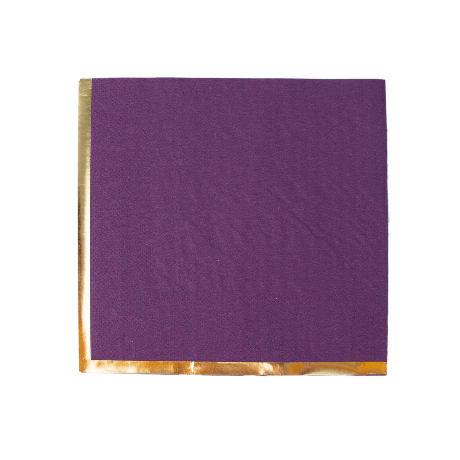 50-Pack Paper Beverage Napkins with Gold Foil Edge Purple - Disposable 2 Ply Cocktail Napkins for Events 6.5"x6.5"