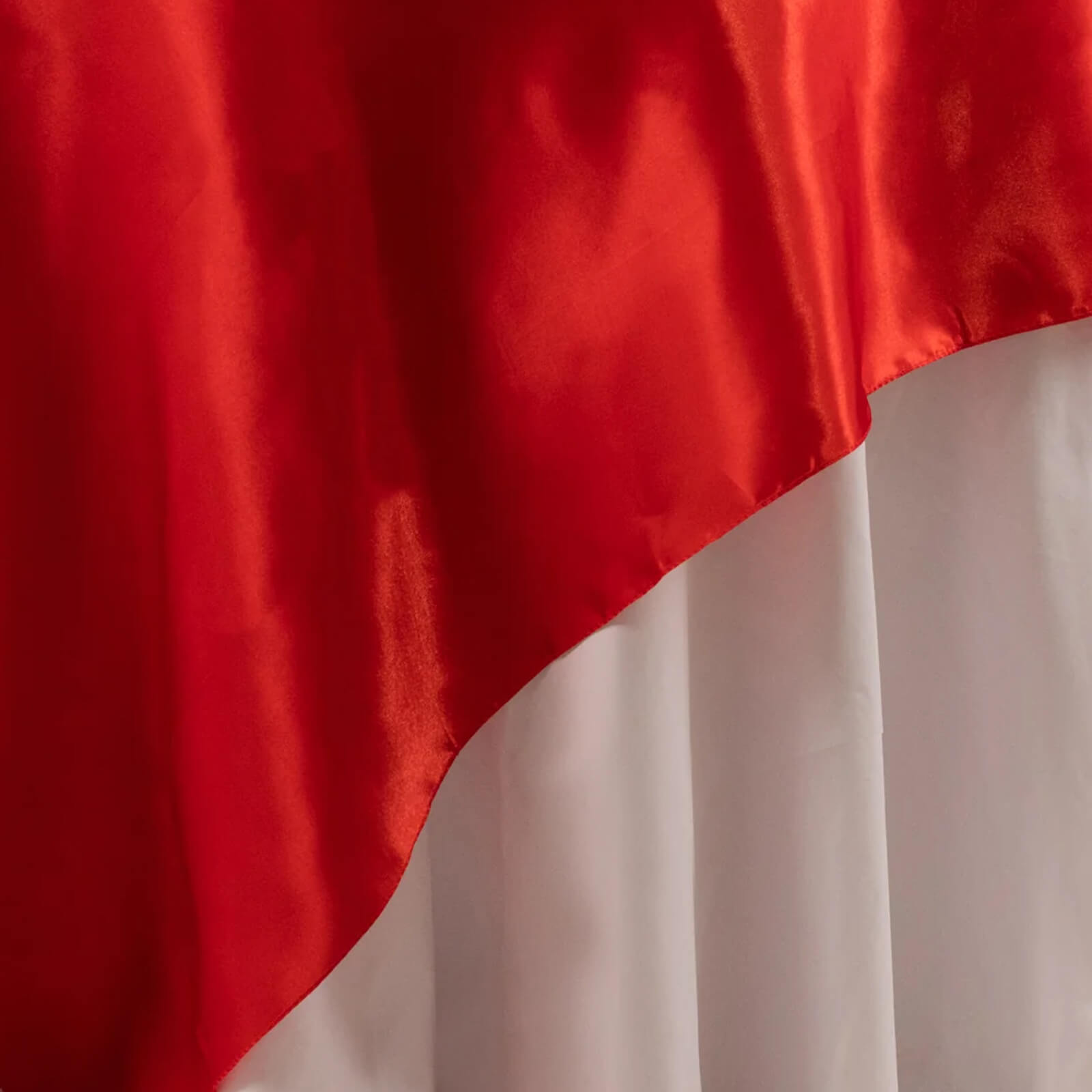 Satin 90"x90" Table Overlay Square Tablecloth Red - Smooth Finish Table Topper