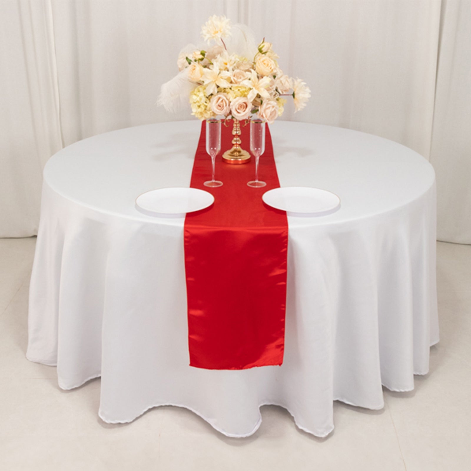 Lamour Satin 12"x108" Table Runner Red - Smooth & Lustrous Finish