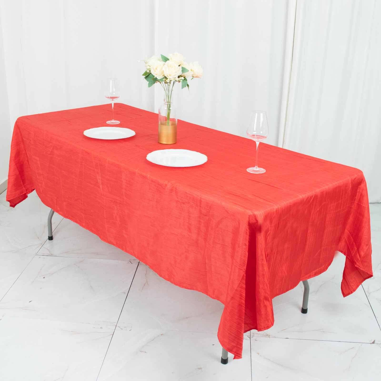Taffeta 60"x102" Rectangle Tablecloth Red - Accordion Crinkle Table Cover