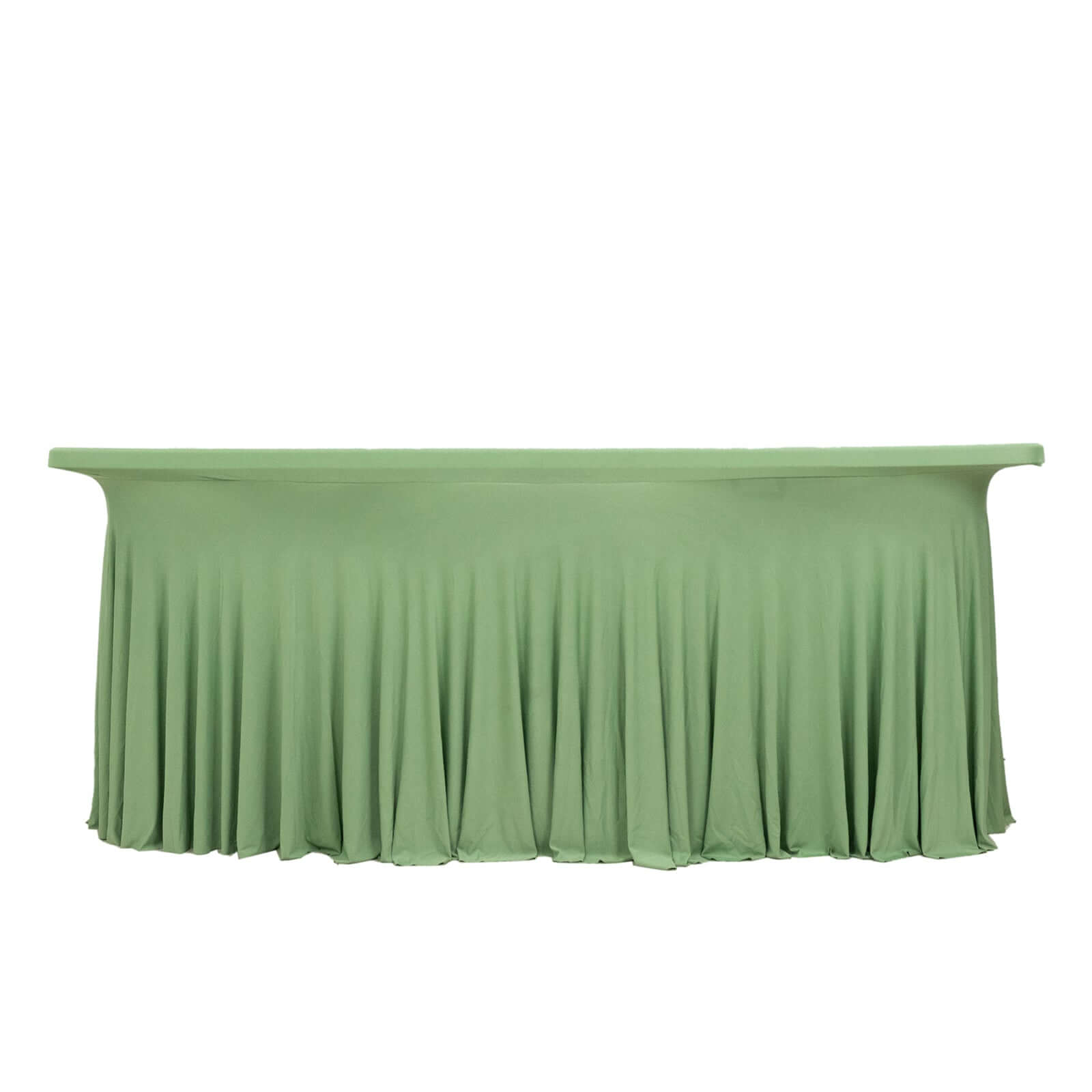 Spandex Rectangle 72"x30" Table Skirt Sage Green with Wavy Skirt-Like Effect Table Cover