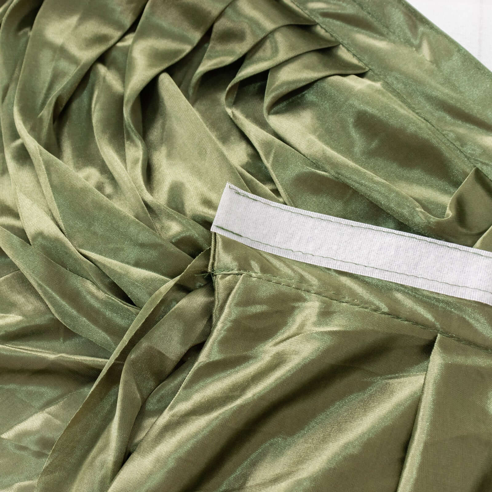 Satin 14ft Table Skirt Dusty Sage Green - Pleated Double Drape Table Cover
