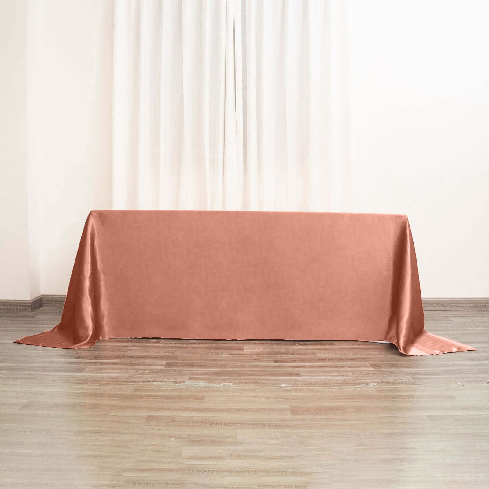Satin Rectangular 90"x132" Tablecloth Terracotta (Rust) - Seamless Table Cover