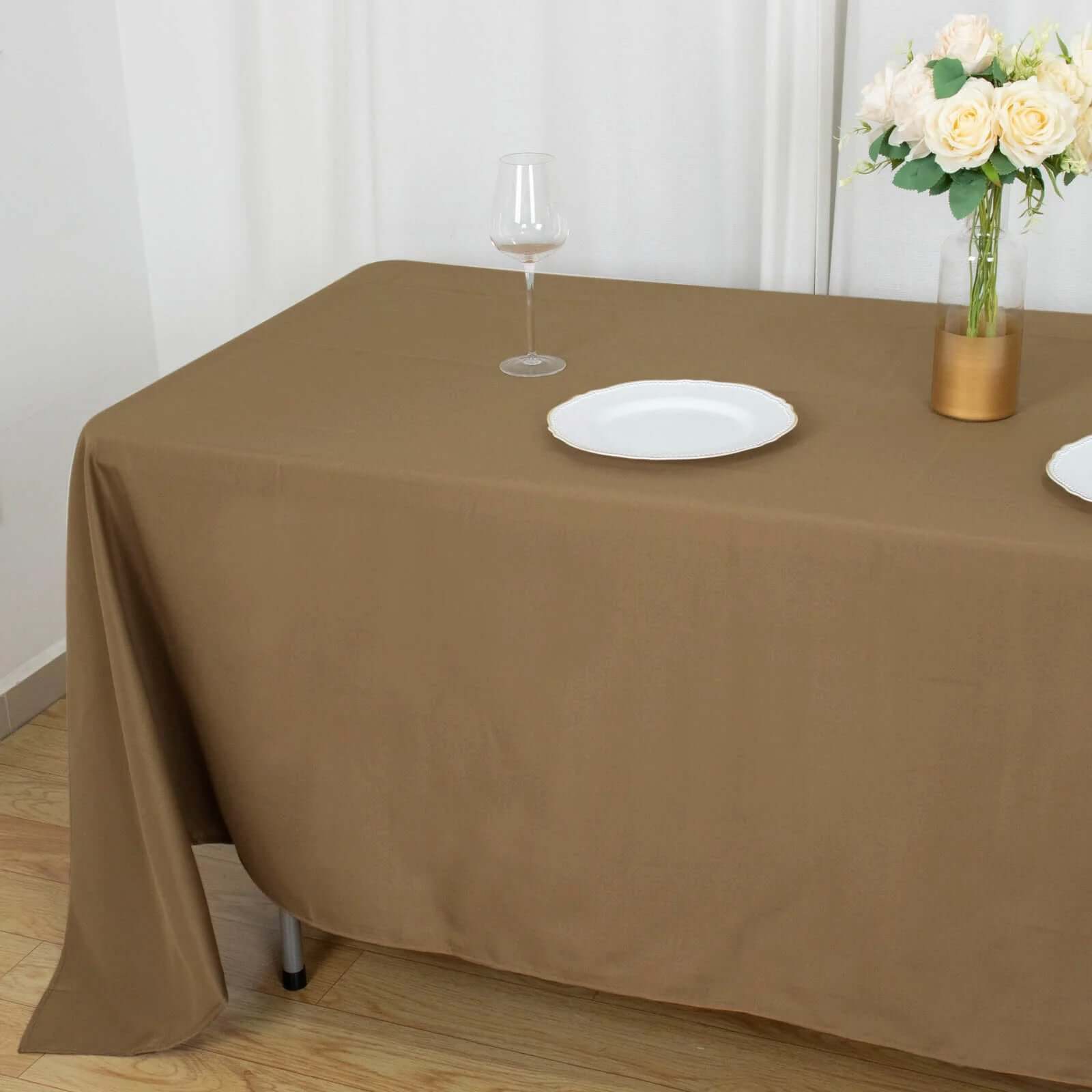 Polyester 72"x120" Rectangle Tablecloth Taupe - Durable and Stylish Table Cover