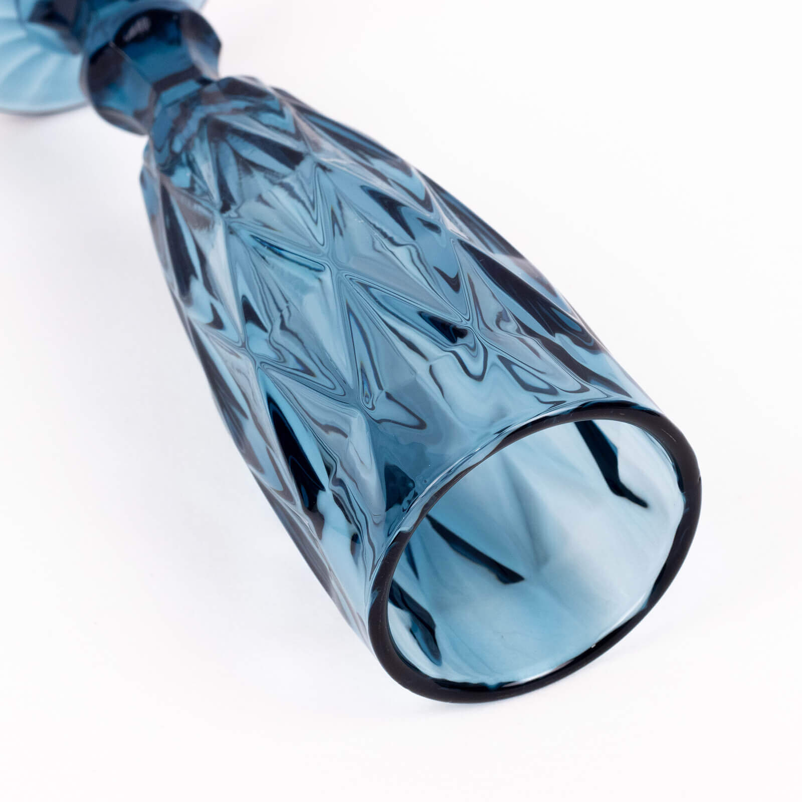 6-Pack Champagne Flute Glasses Transparent Ocean Blue Textured Crystal Cut Design - Chic Wine Goblets for Parties & Events 6oz 8"