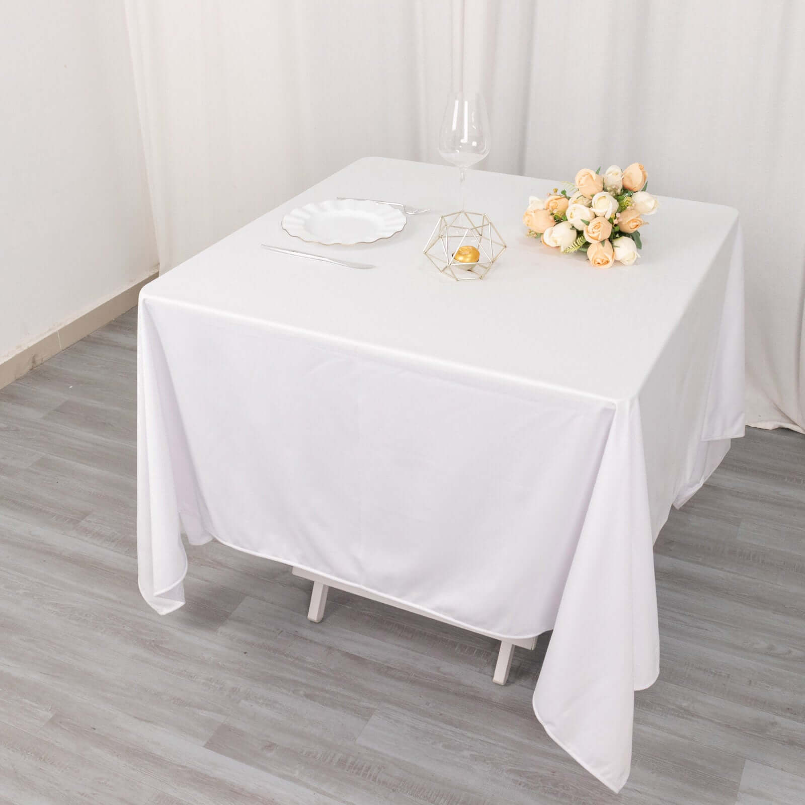 Scuba Square 70"x70" Tablecloth White - Wrinkle Free & Stain Resistant Table Cover for Weddings and Banquets