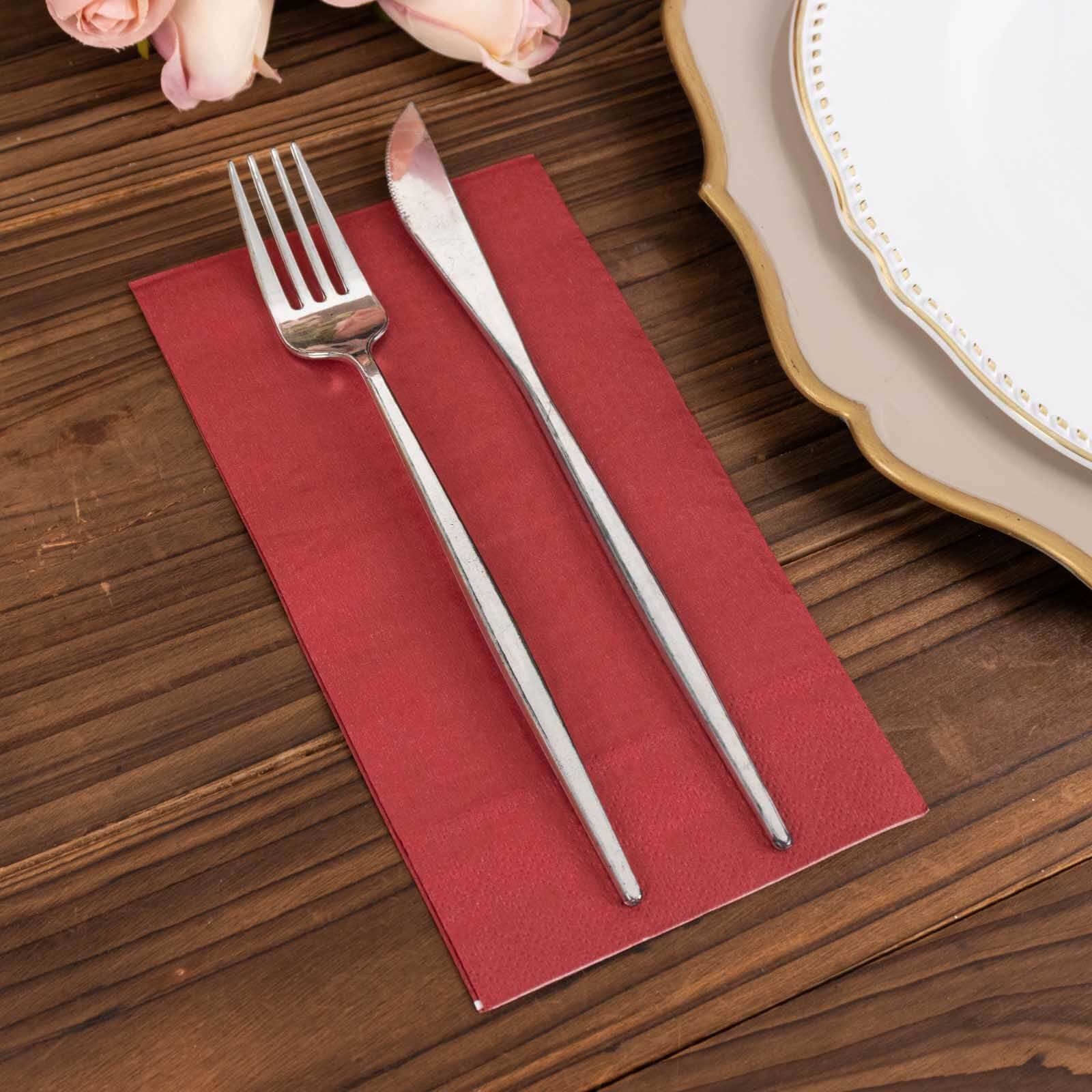 50-Pack Paper Napkins Burgundy - Soft Disposable 2-Ply Dinner Napkins for Weddings