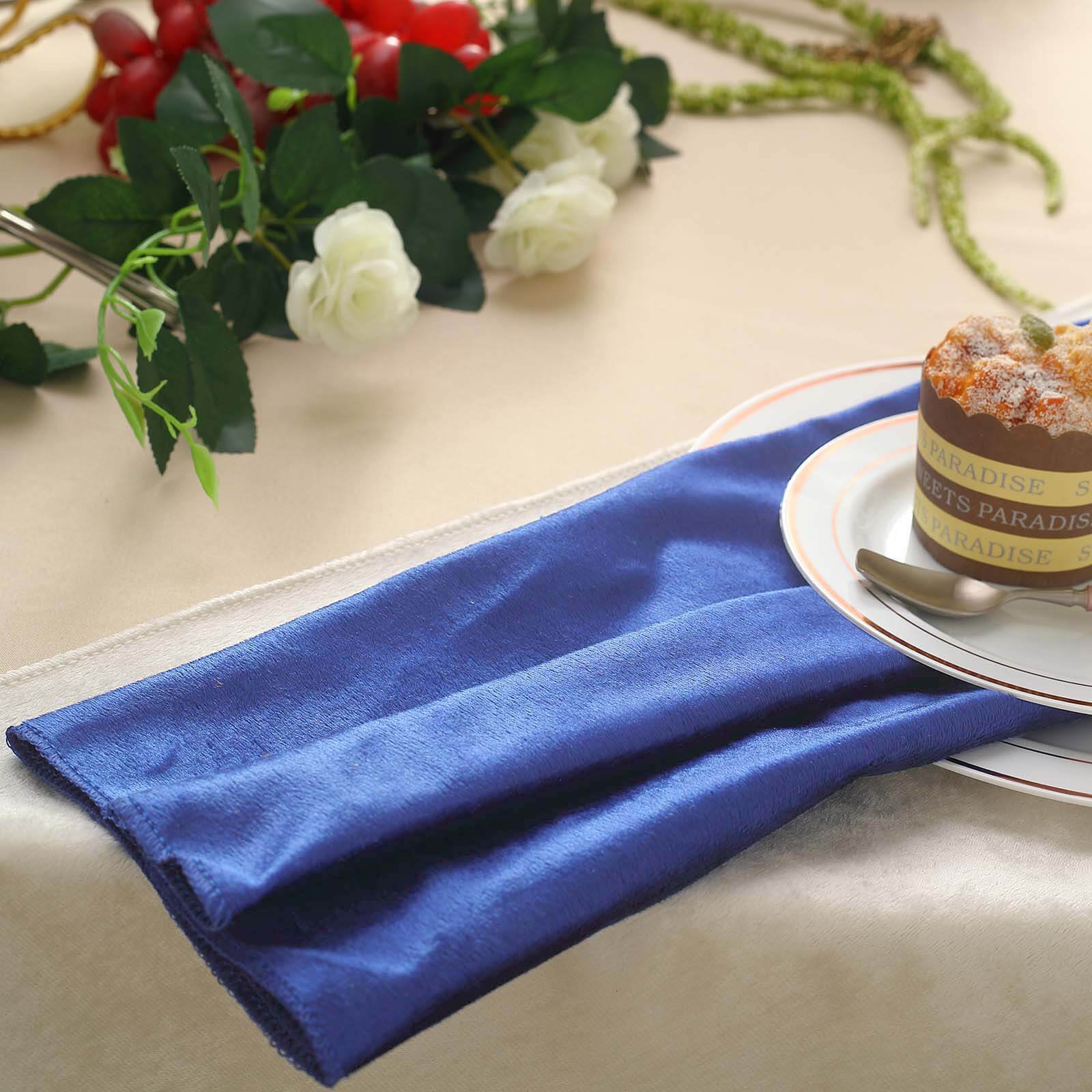 5 Pack Premium Velvet 20"x20" Napkins Royal Blue - Soft Sheen Finish Cloth Napkins