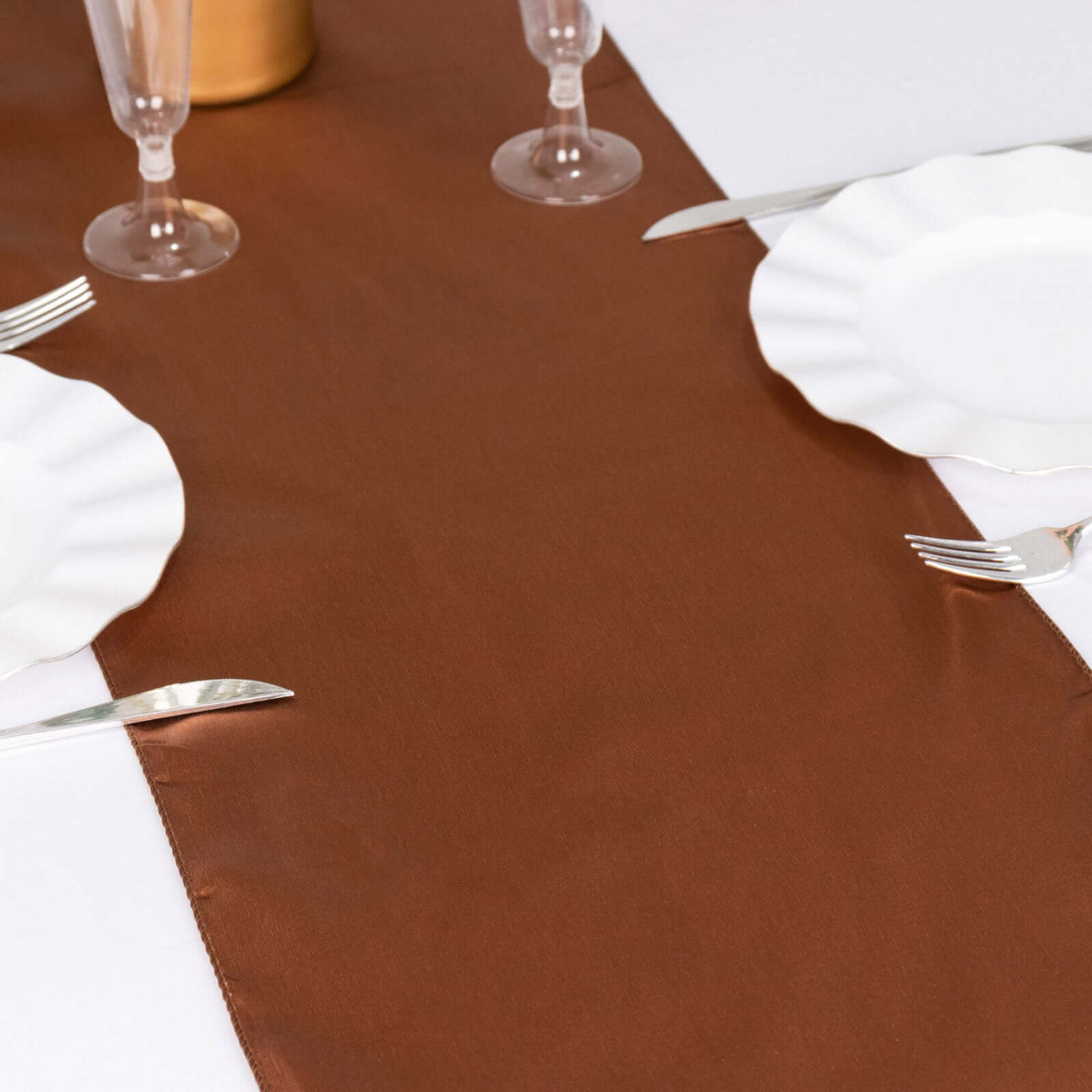 Satin 12"x108" Table Runner Cinnamon Brown - Stylish Table Linen