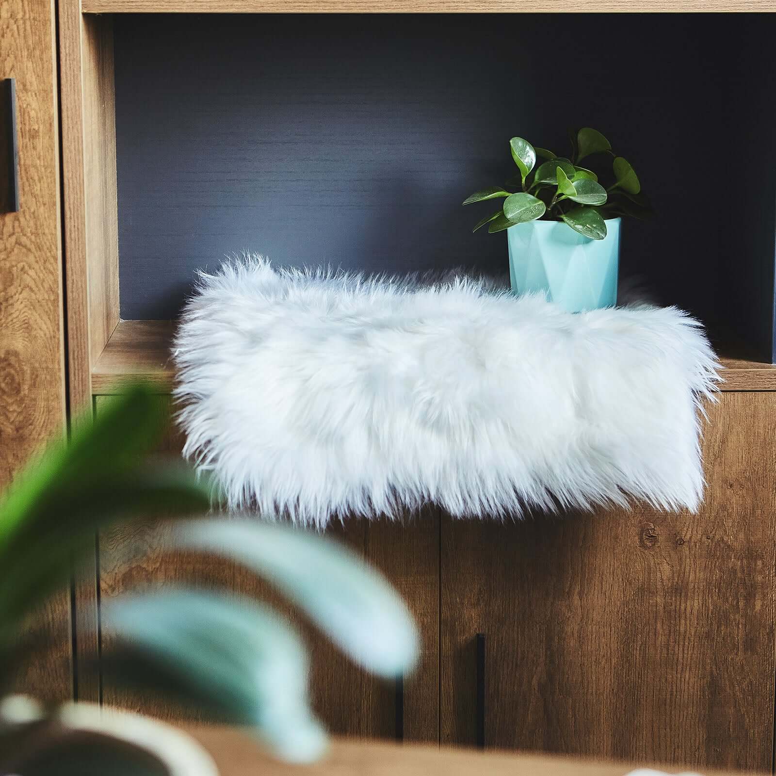 Faux Sheepskin 20" Cushion Cover with Soft Plush Finish White - Stylish Small Shag Area Rug for Events