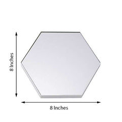 6-Pack Hanging Wall Decor Hexagon Glass Mirror Table Centerpiece - Decorative Reflective Display 8"
