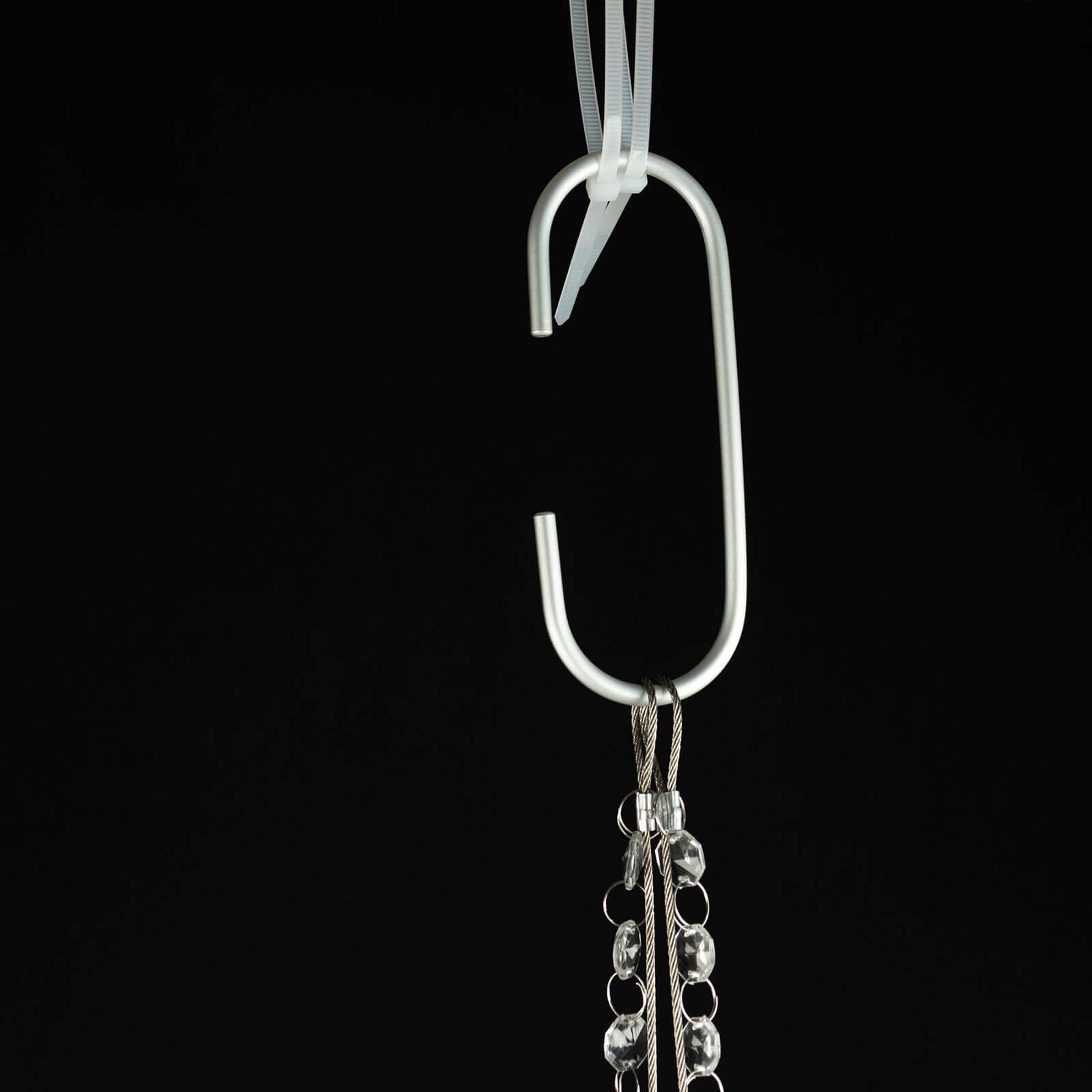 Acrylic Hanging Chandelier Cake Stand with Crystal Drapes - Suspended Round Wedding Cake Swing with 5ft Steel Wire Chains 25"