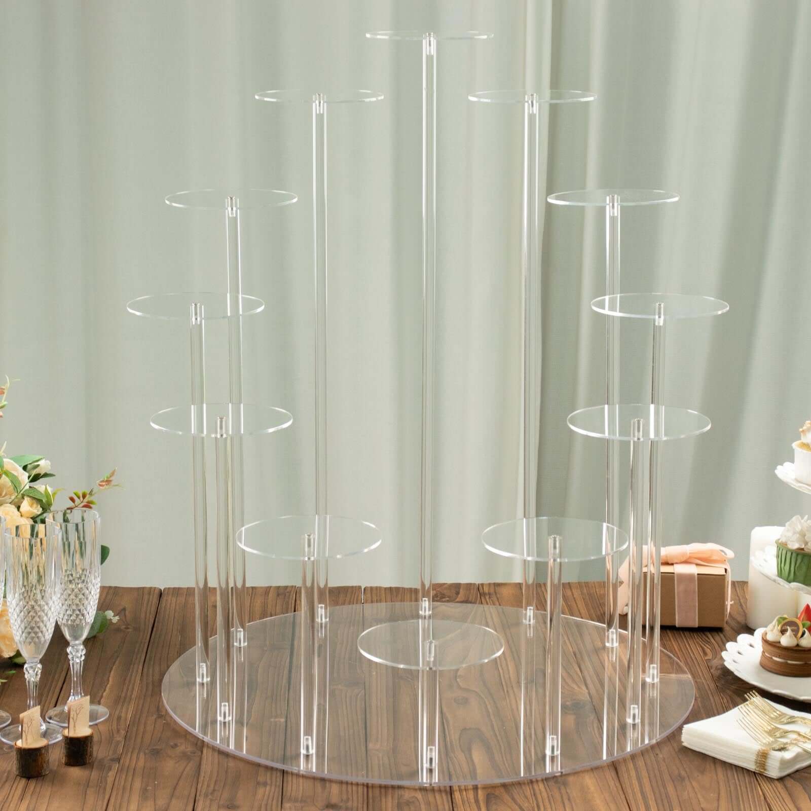 Acrylic Cake Stand with 12-Arm Tiered Cupcake Holders Clear - Easy Assembly Multi-layer Dessert Display Centerpiece Tower for Weddings Gala Events & Celebrations 29"