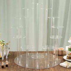 Acrylic Cake Stand with 12-Arm Tiered Cupcake Holders Clear - Easy Assembly Multi-layer Dessert Display Centerpiece Tower for Weddings Gala Events & Celebrations 29"