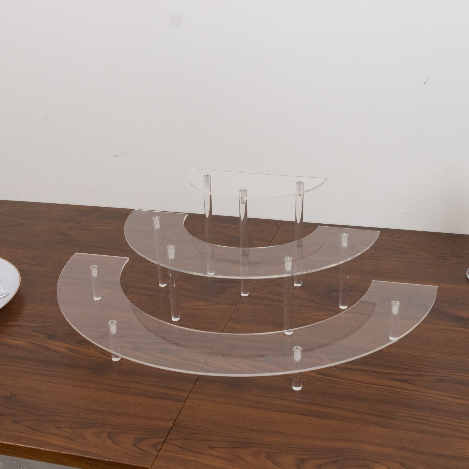 Set of 3 Acrylic Half-Moon Display Riser Stands – 3-Tier Clear Dessert Pedestal for Cakes, Collectibles & Figurines - 7",13",18"