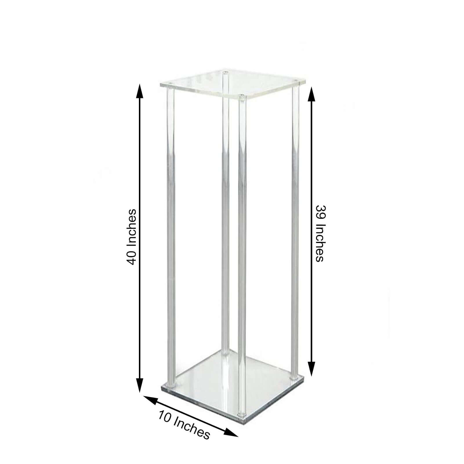 Acrylic Floor Vase Flower Stand with Square Mirror Base Clear - Durable Wedding Column Centerpiece for Events 40"