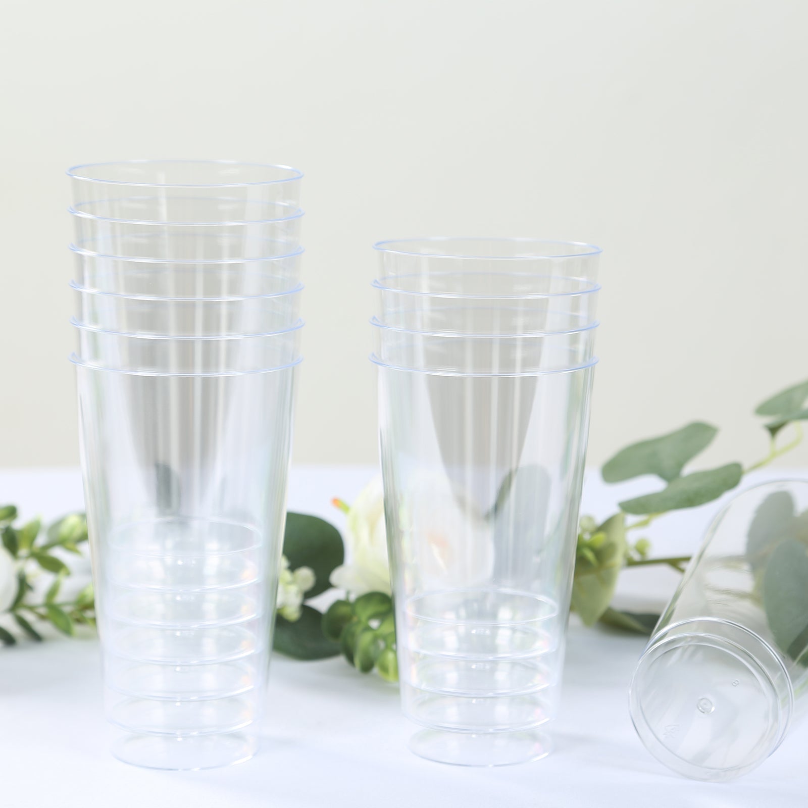 12-Pack Plastic Party Cups Clear - Durable Disposable Tumblers for Drinks 17oz 5.5"