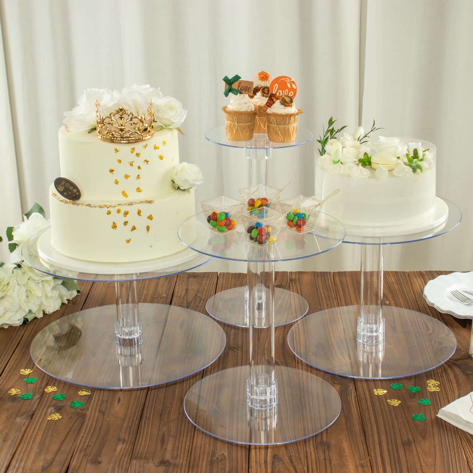 4-Tier Acrylic XL Cake Stand Set Clear - Assorted Sizes for Buffet Party Tables