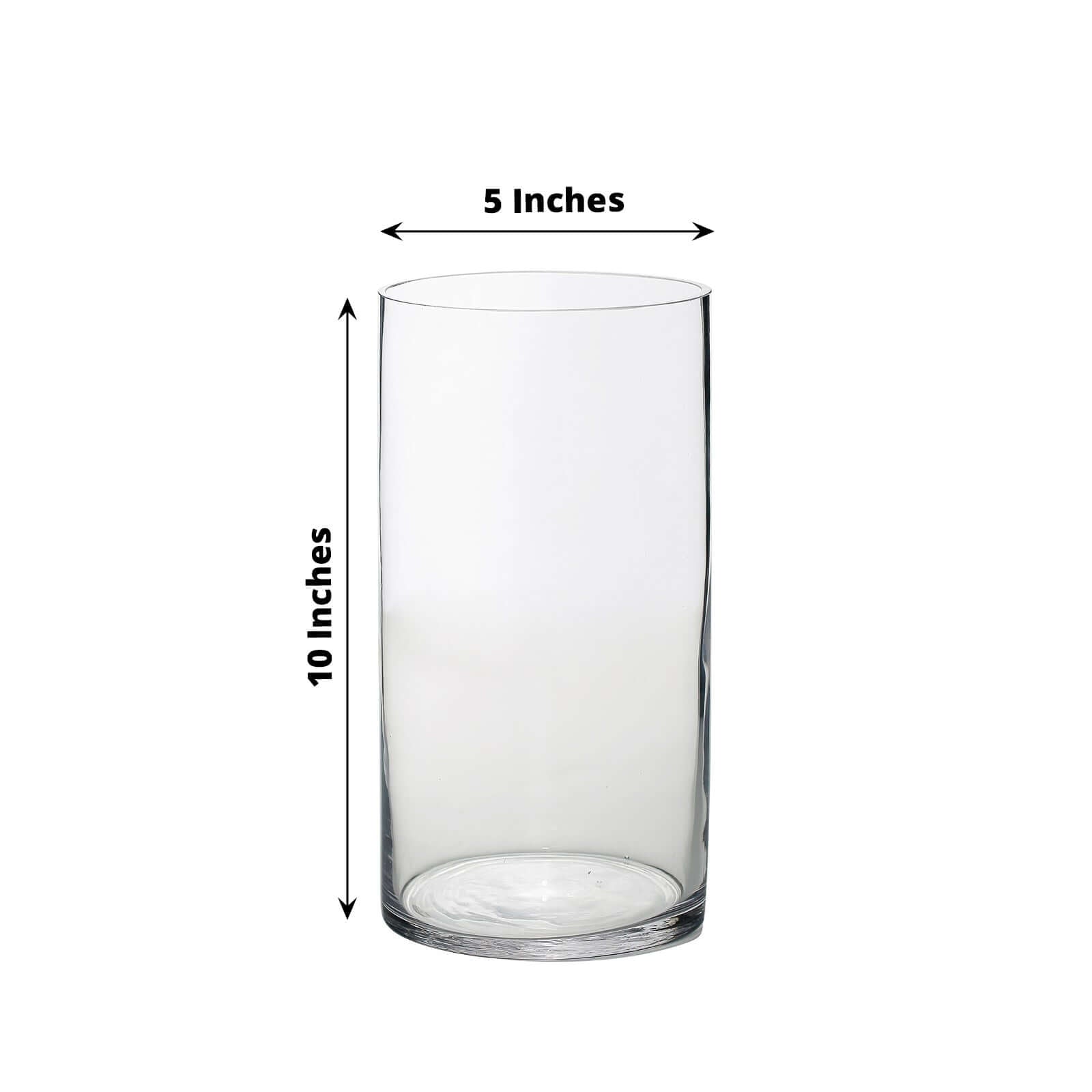12-Pack Glass Flower Vases Cylinder Design Heavy Duty Clear - Stylish Centerpieces for Weddings 10"