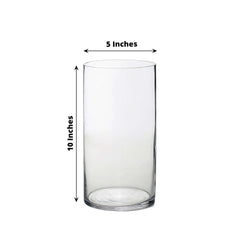 12-Pack Glass Flower Vases Cylinder Design Heavy Duty Clear - Stylish Centerpieces for Weddings 10"