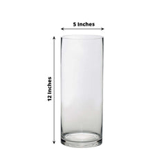 6-Pack Glass Flower Vases Cylinder Design Heavy Duty Clear - Stylish Centerpieces for Weddings 12"