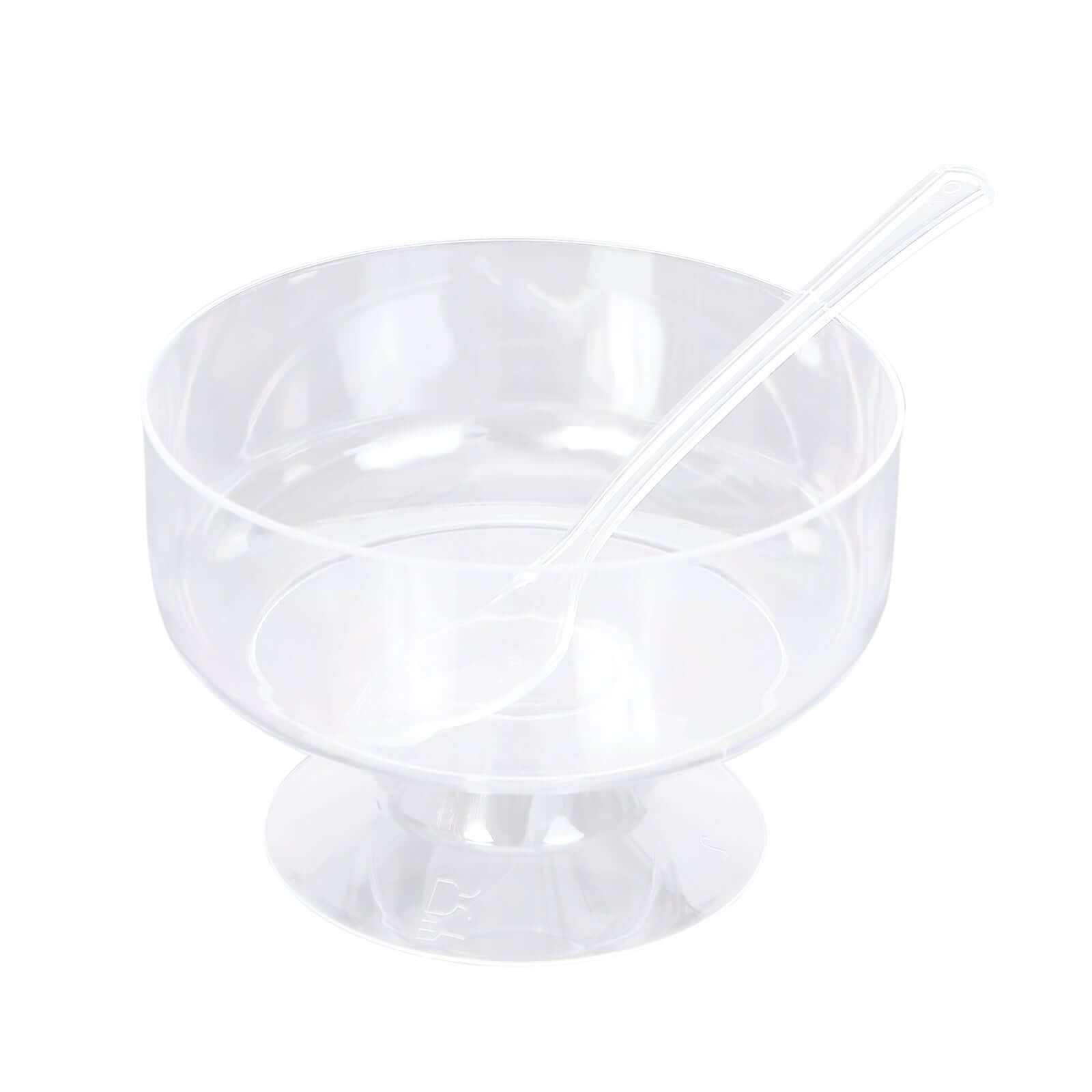 24-Pack Plastic Footed Dessert Cups Clear with Spoons - Perfect for Parfaits 6oz