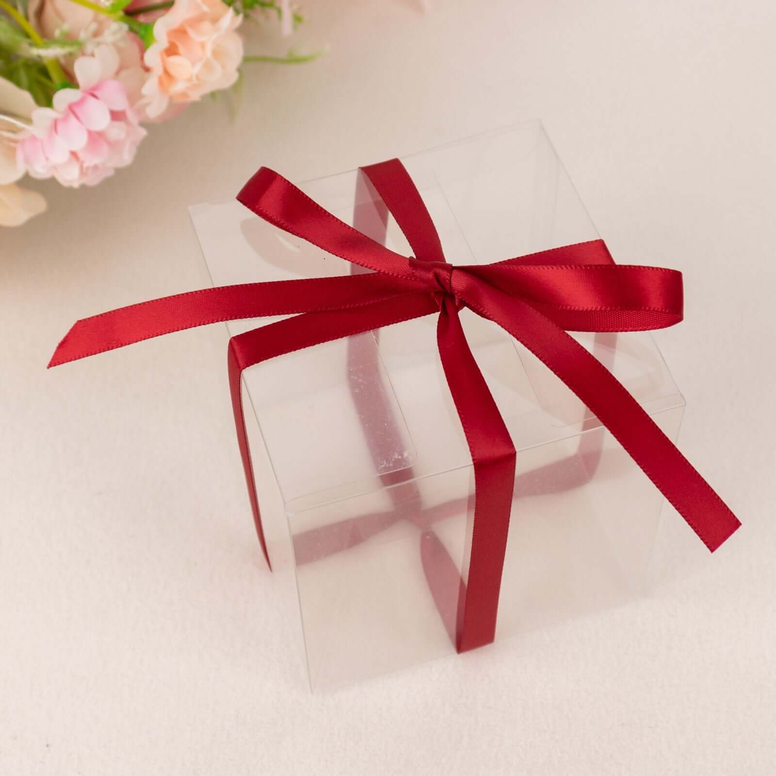 100 Yards 3/8" Burgundy Single Face Decorative Satin Ribbon