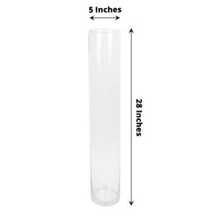 2-Pack Glass Flower Vases Cylinder Design Heavy Duty Clear - Stylish Centerpieces for Weddings 28"
