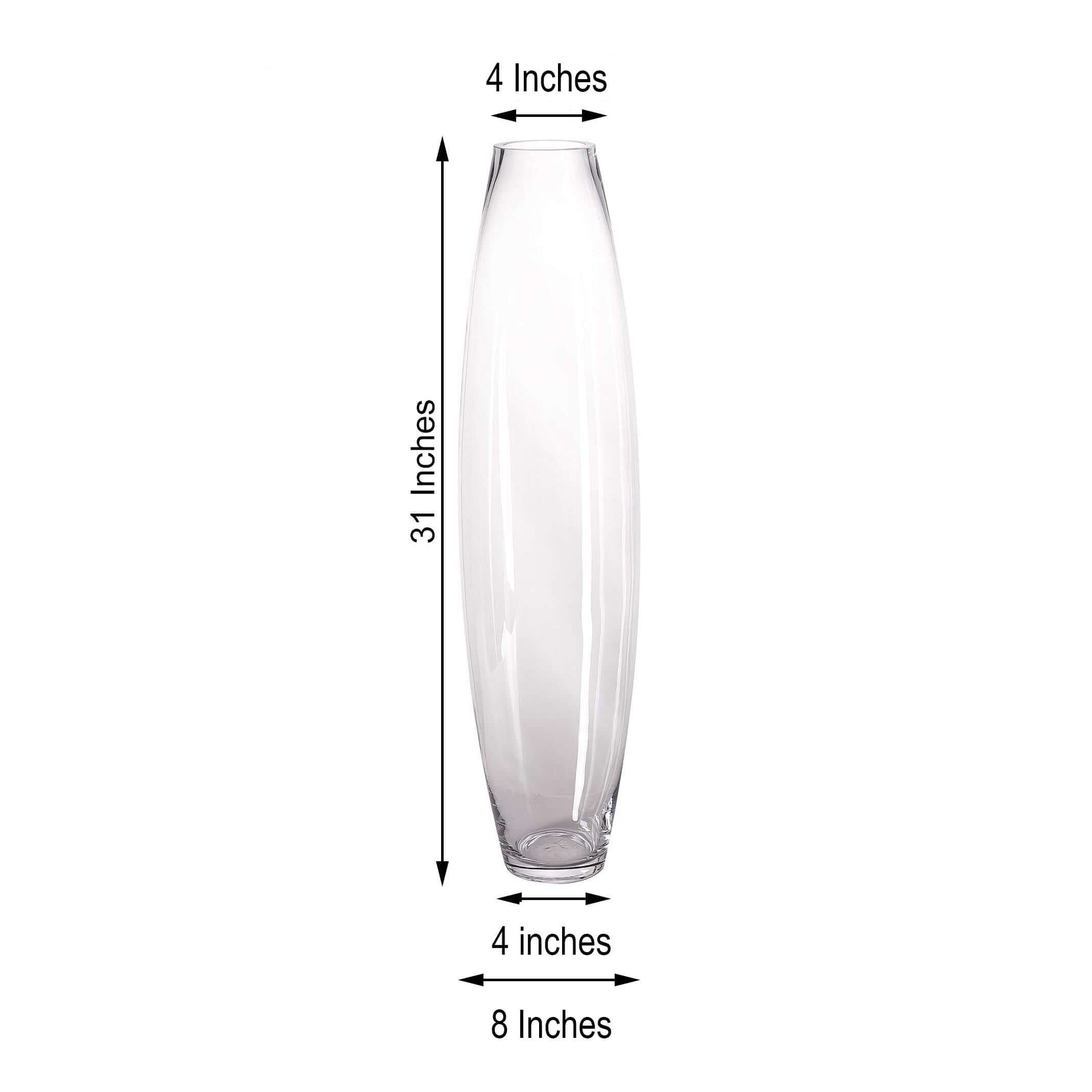 Glass Vase Cylinder Design Tapered Clear - Durable Heavy Duty Flower Centerpiece for Events 31"