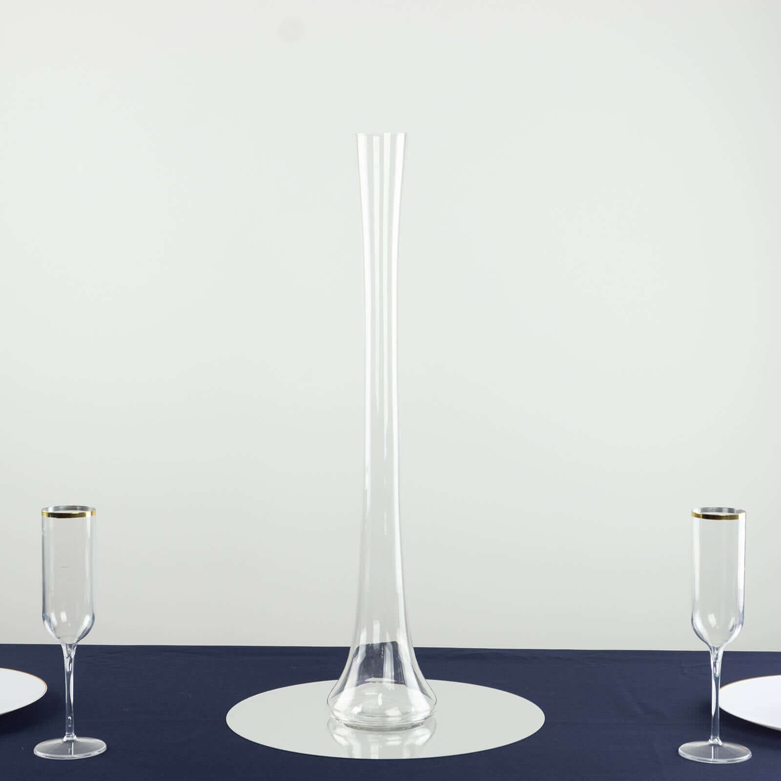 6-Pack Glass Eiffel Tower Vases Clear with Round Base - Tall Skinny Flower Bud Wedding Centerpieces 24"