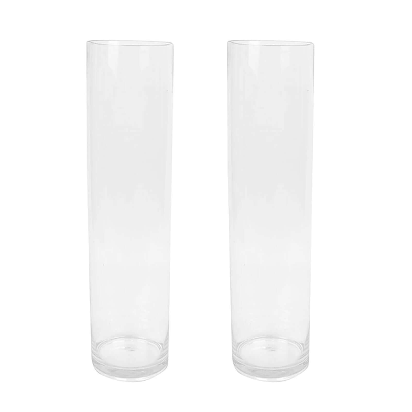 2-Pack Glass Flower Vases Cylinder Design Heavy Duty Clear - Stylish Centerpieces for Weddings 32"