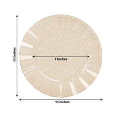 10-Pack Plastic 11" Round Dinner Plates in Gold Glitter with Ruffled Rim - Transparent Sturdy Disposable Dinnerware