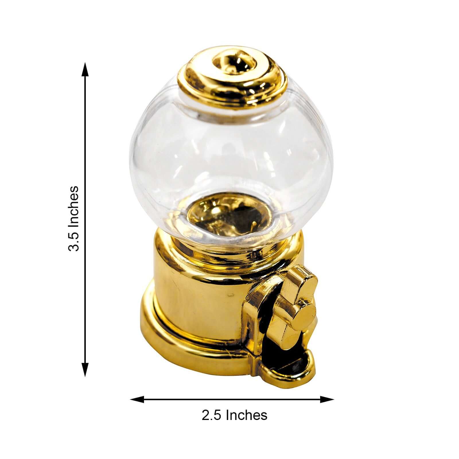 6 Pack 3.5" Clear Gold Mini Gumball Machine Treats Party Favor Boxes, Small Candy Container Gift Boxes