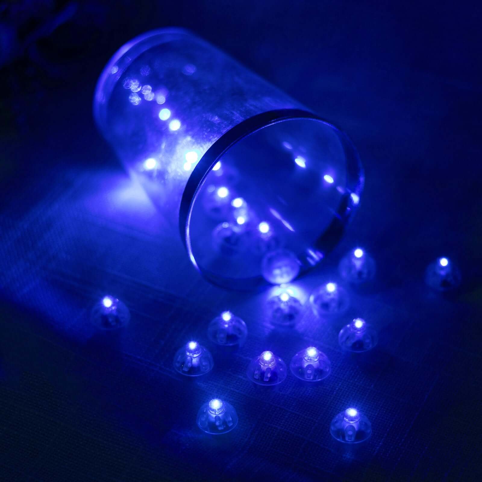 50-Pack LED Mini Balloon Lights Round Light Blue - Waterproof Battery Operated Balls 0.5"