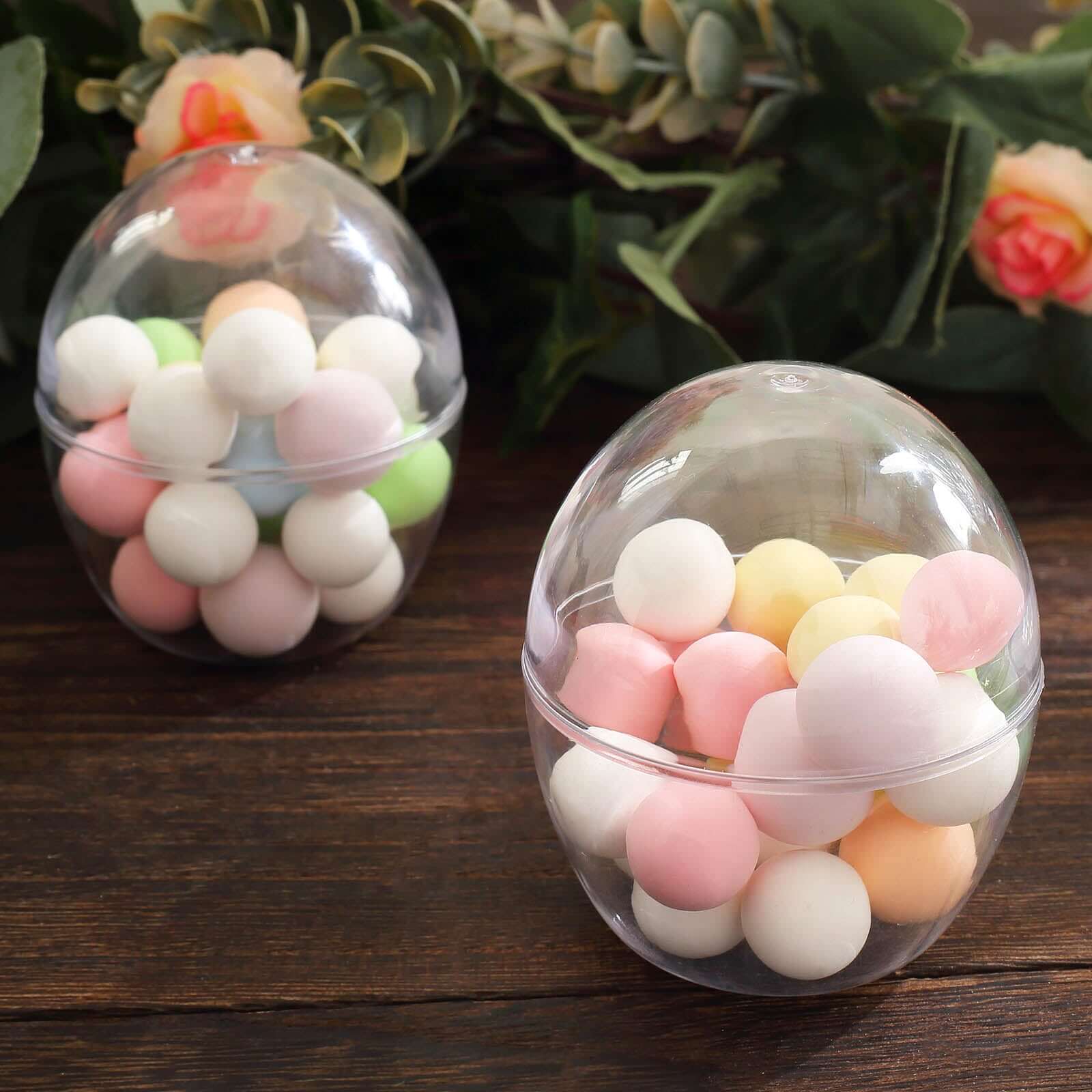 12-Pack Plastic Party Favor Cup Containers Clear Egg Shape Design 4oz