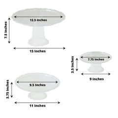 Set of 3 Plastic Round Pedestal Cake Stands Clear for Tea Parties Dessert Buffets & Banquets 9", 11", 15"