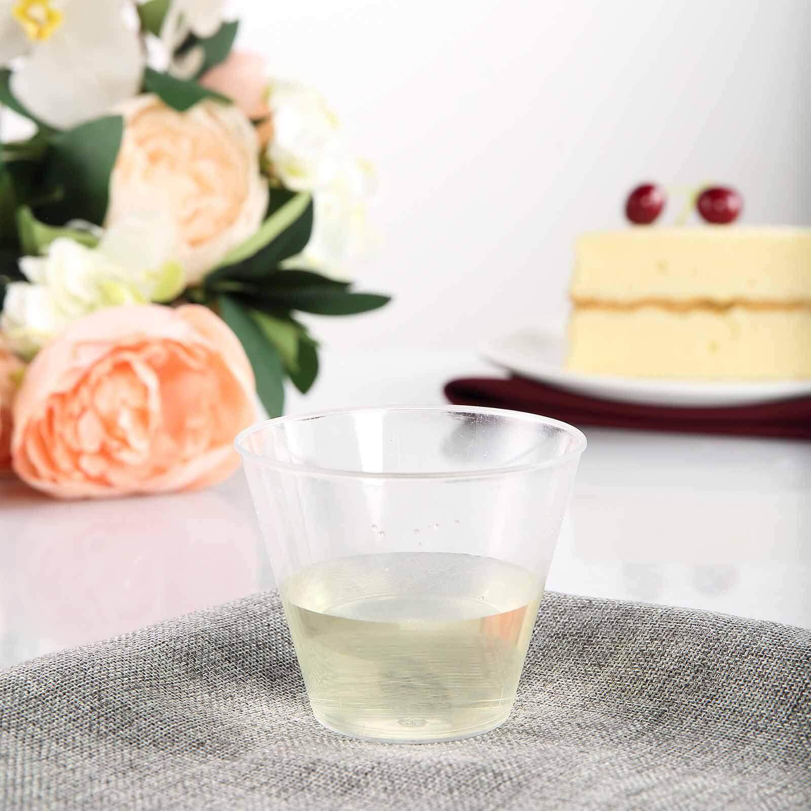 25-Pack Plastic Party Cups Clear Crystal - Stylish Short Disposable Glasses 9oz