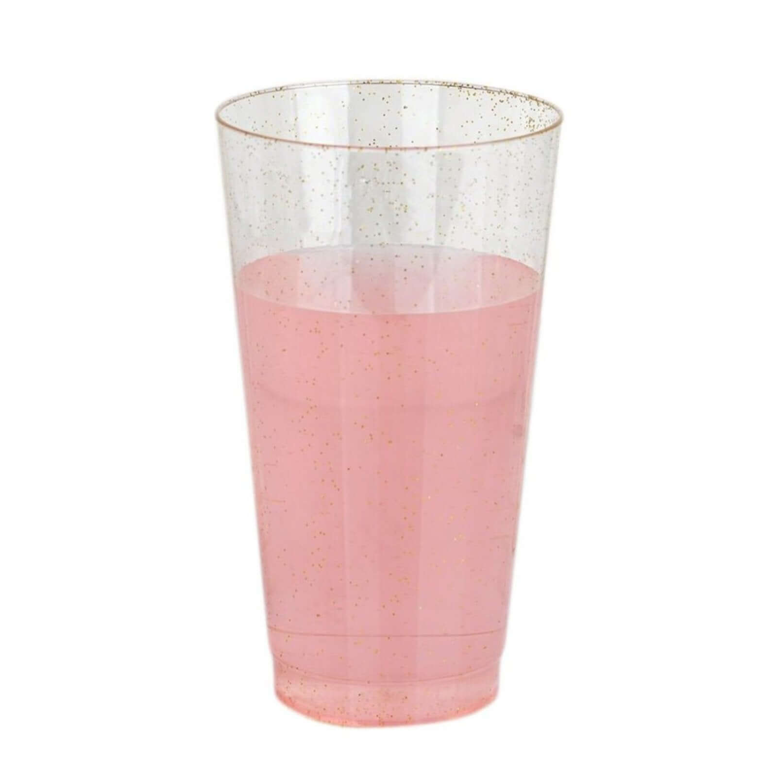12-Pack Plastic Party Cups Clear Gold Glitter - Durable Disposable Tumblers for Drinks 17oz 6"