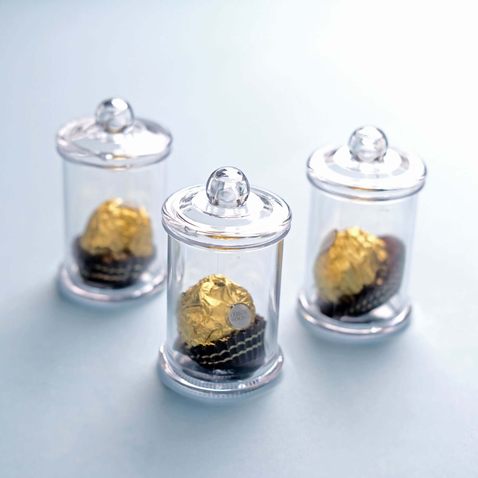 12-Pack Candy Jars Disposable Design with Clear Lids - Plastic Goodie Containers for Parties 3.5"