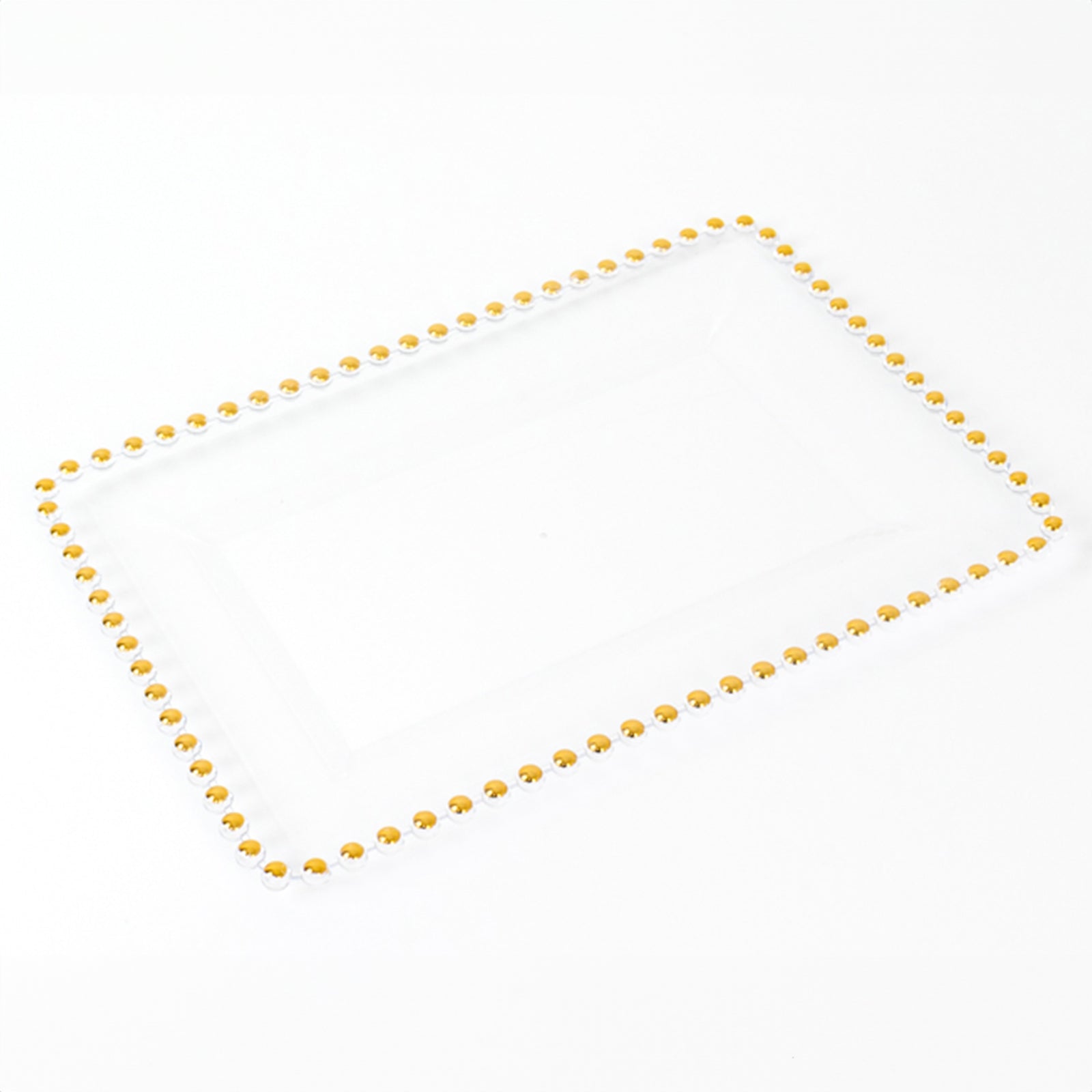 6-Pack Rectangular Acrylic Serving Trays Clear with Gold Beaded Rim - Food and Dessert Platters 9"x13"