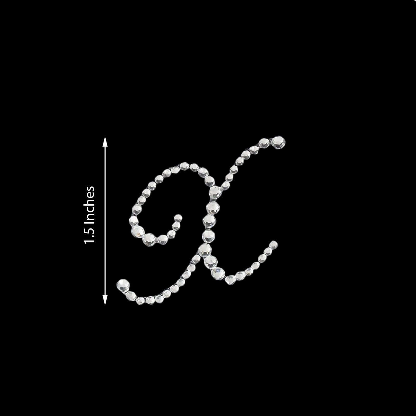 12 Pack 1.5" Clear Rhinestone Monogram Letter Jewel Sticker Self Adhesive DIY Diamond Decor - X