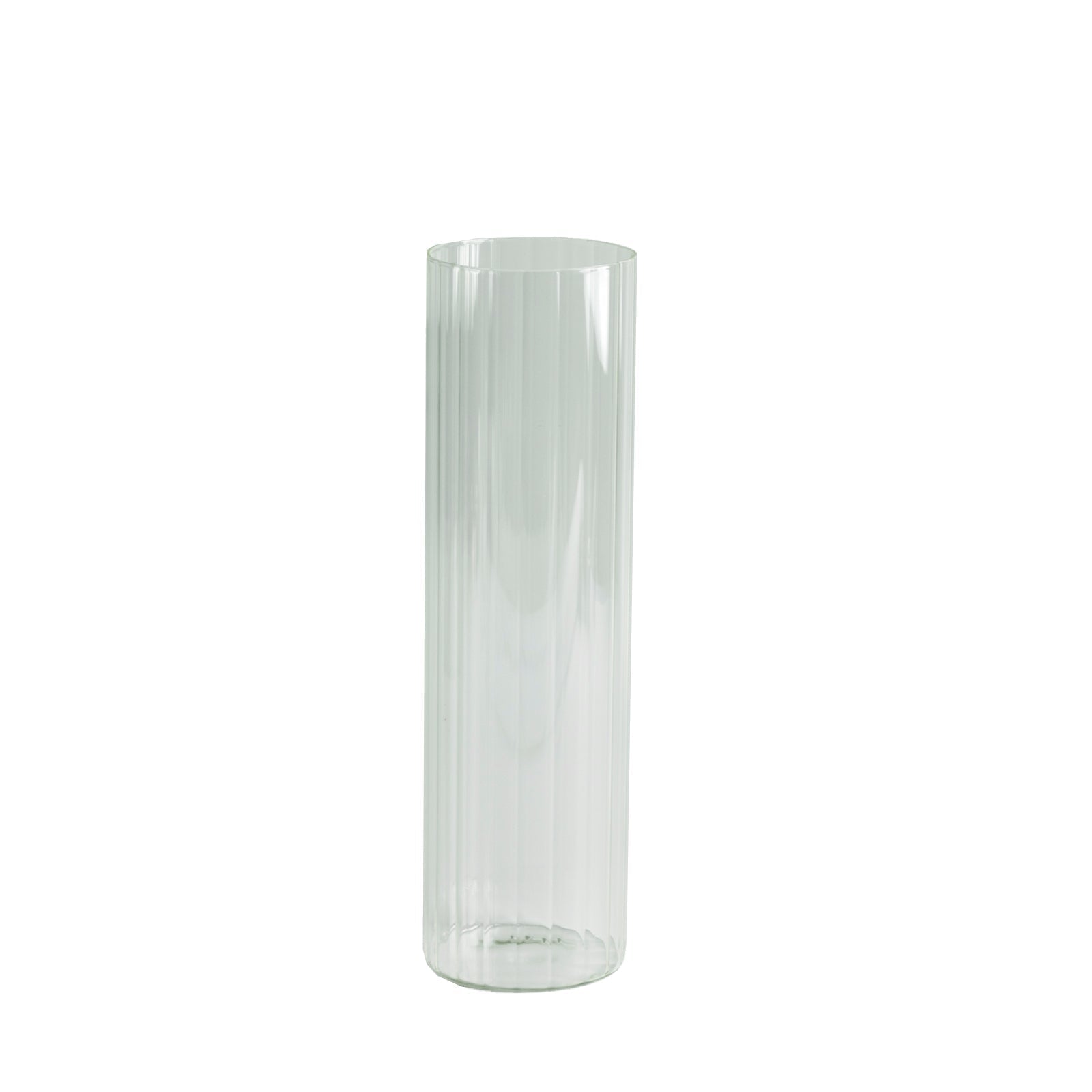 14" Ribbed Cylinder Glass Vases 6-Pack – Tall Clear Decorative Vases for Dining Tables, Mantels & Modern Interiors