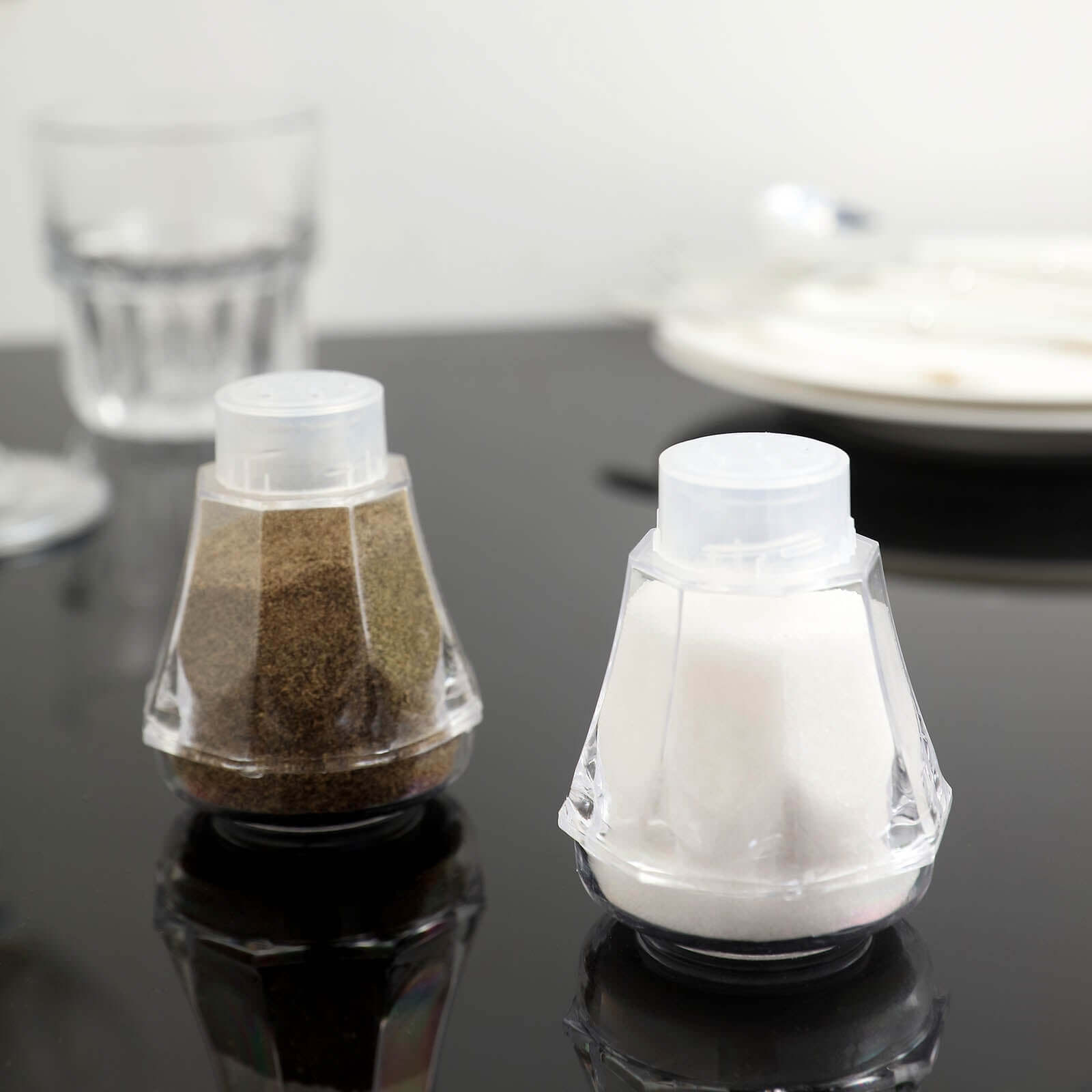 12 Pack 2.5" Clear Plastic Salt and Pepper Shakers Party Favor Gifts